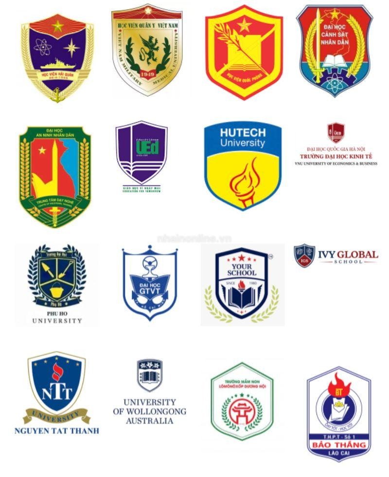 So sánh logo HUTECH với các trường đại học khác
